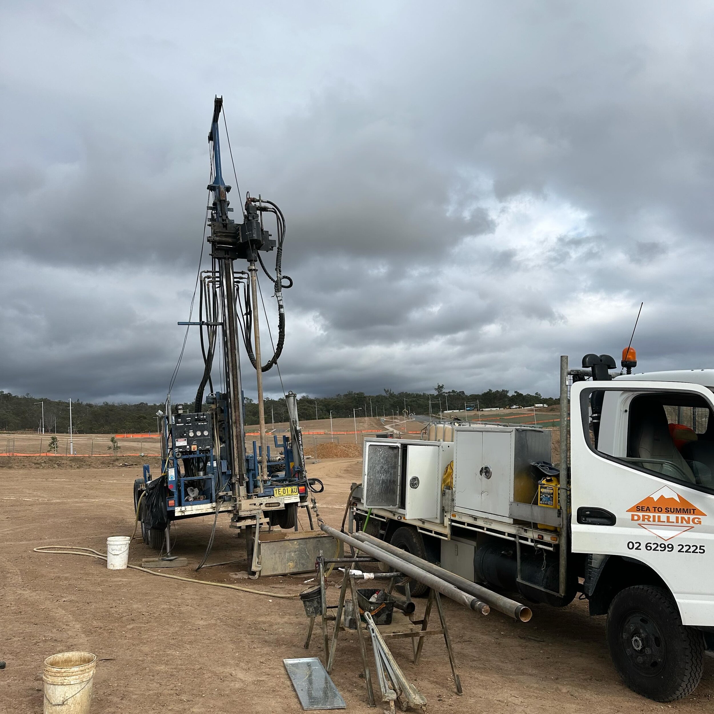 The boys working with the Trailer Mounted Rig in rain, hail or shine. Check out our website for the rig details 
https://www.seatosummitdrilling.com.au