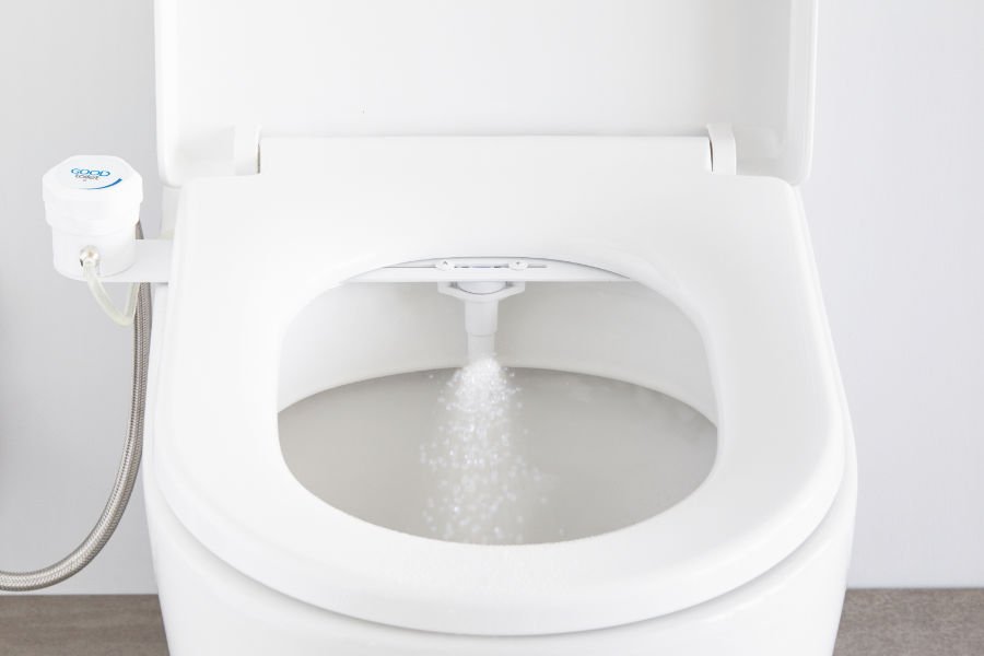 Good toilet bidet in action with spray open