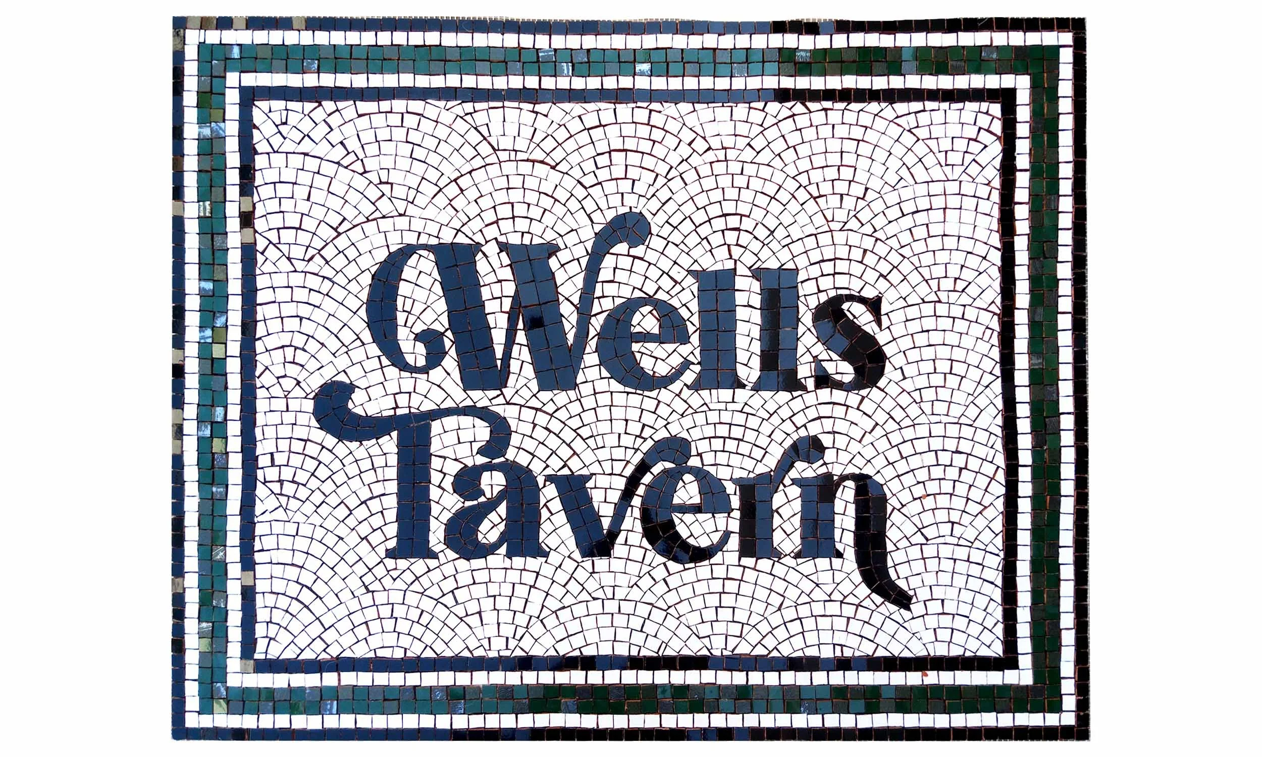 Custom Pub Mosaic Floor – Hand-Cut Tile Entrance with Tavern Logo