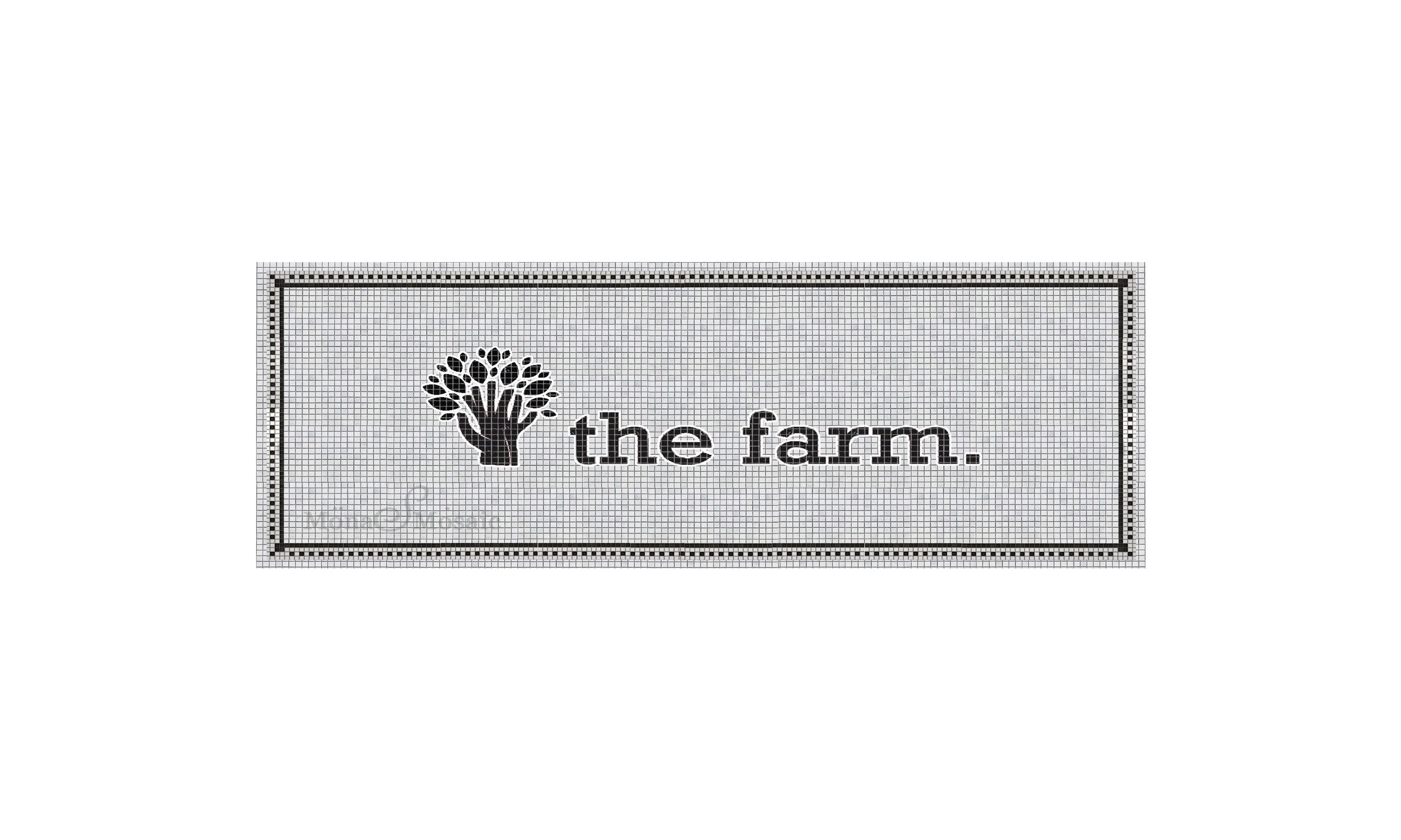 Custom farm house Logo Mosaic Floor – Hand-Cut Tile Design | Luxury Commercial Entrance Mosaic