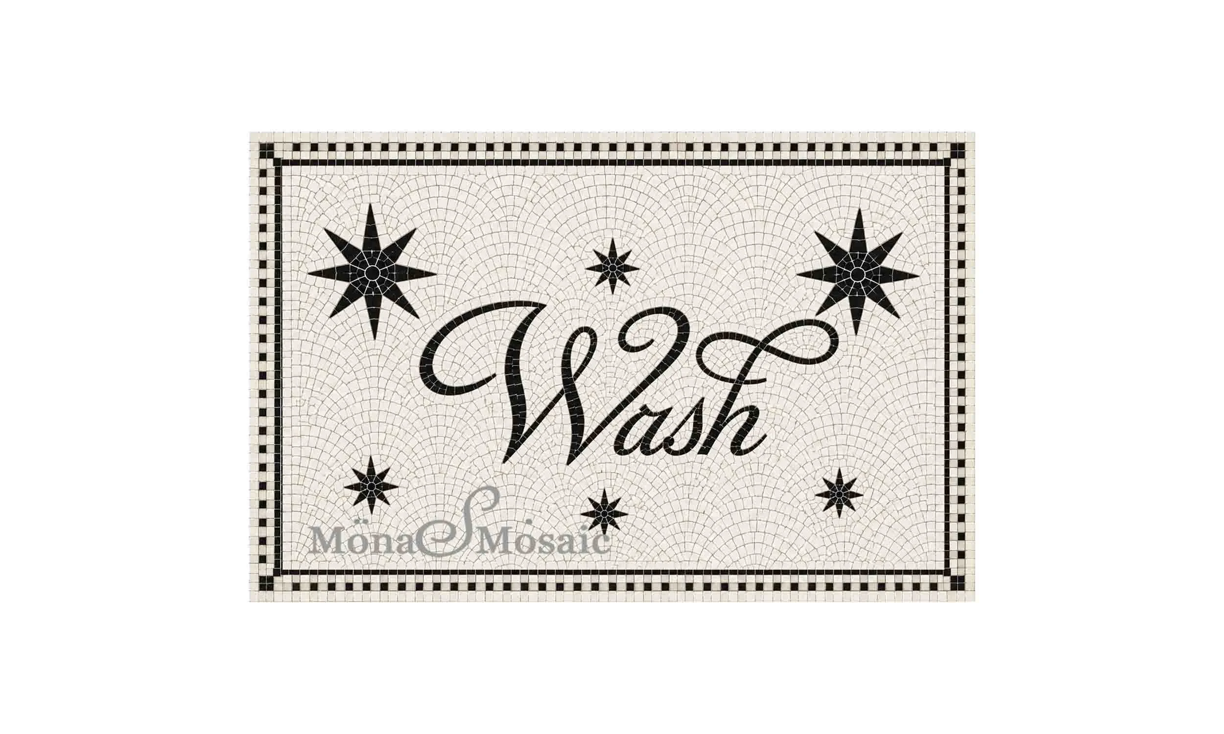 Custom “Wash” Hand-Cut Tile Mosaic – Black & White Art Deco Floor Design