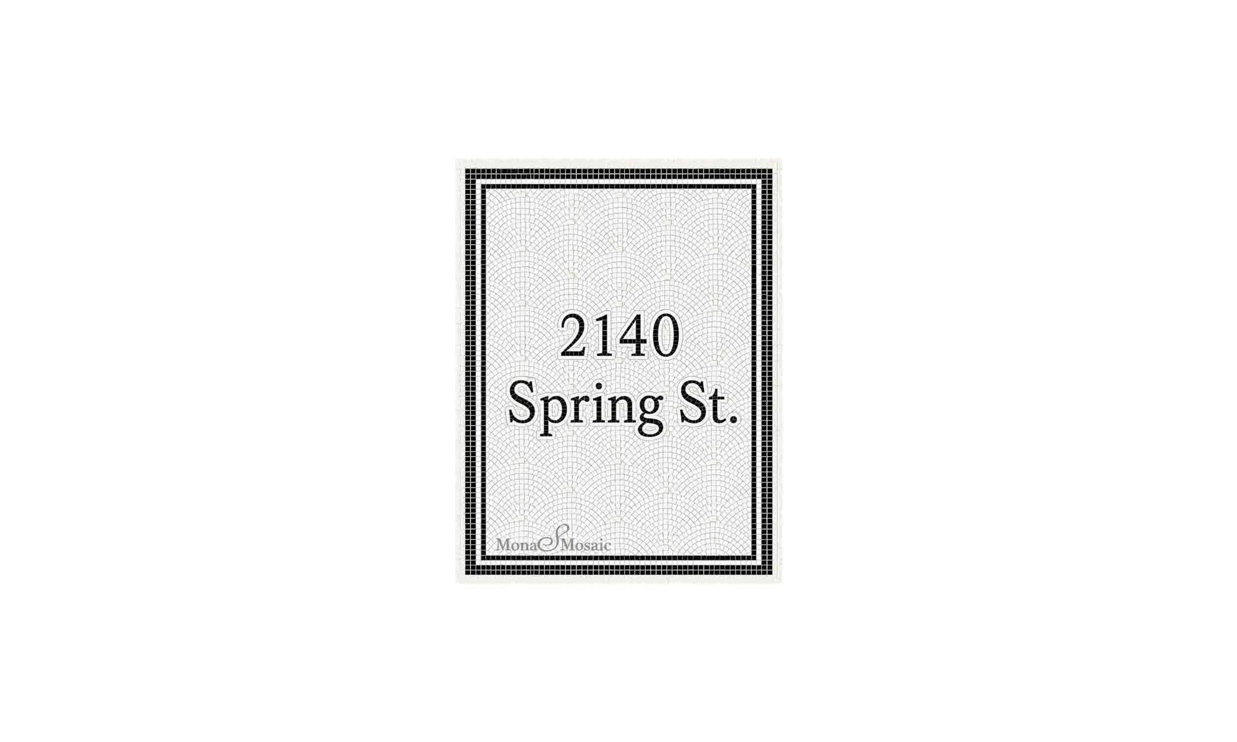 Custom Address Mosaic – Hand Cut Tile House Number & Street Name Plaque | Fan Pattern Entrance Floor Mosaic