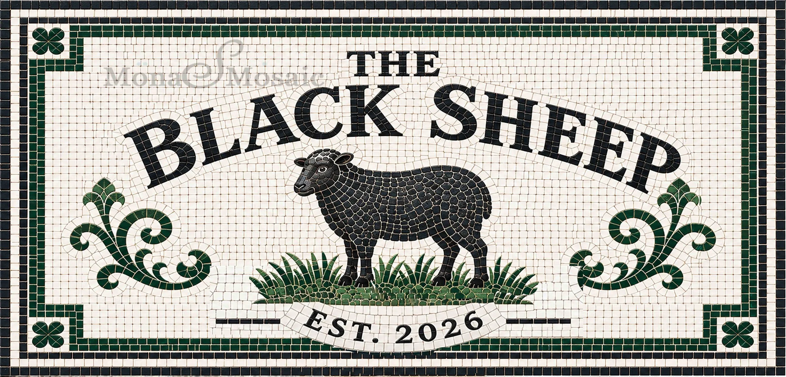 The Black Sheep – Custom Hand-Cut Pub Entrance Mosaic