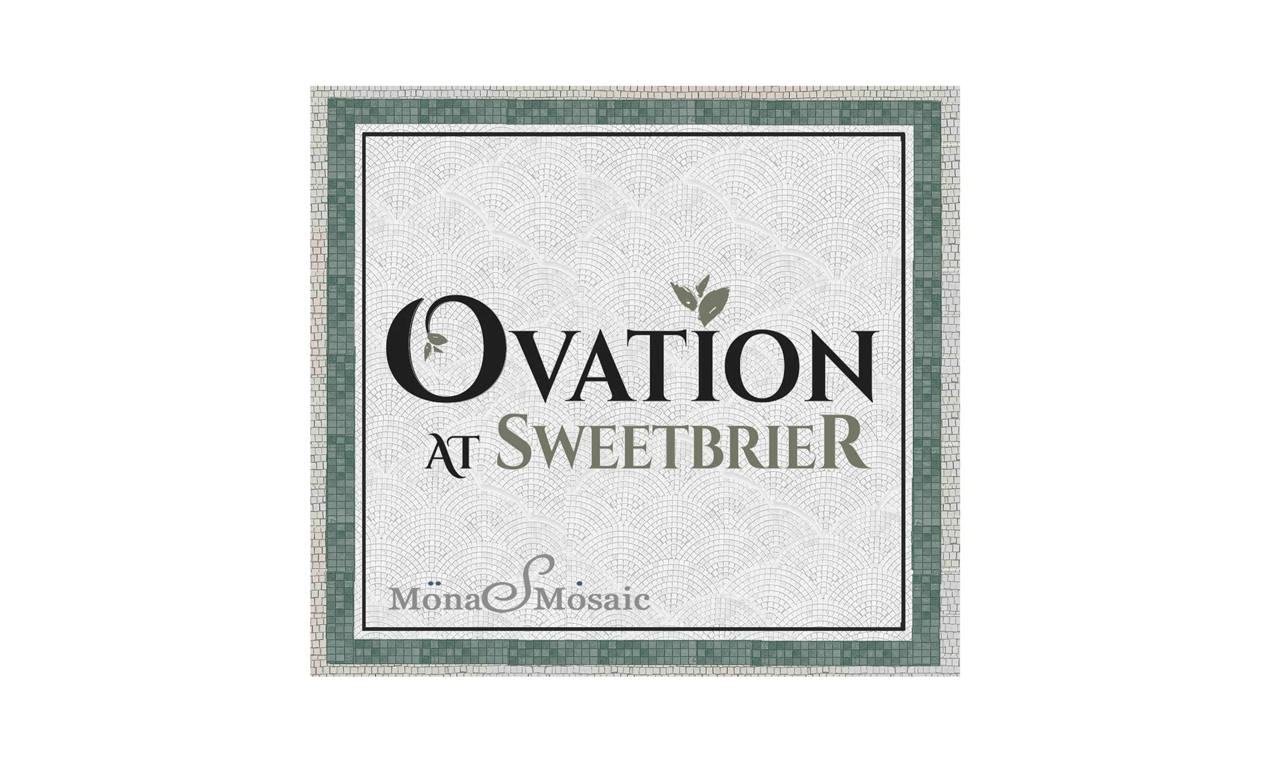 Custom Hand-Cut Tile Mosaic Entrance Floor for Businesses Bespoke Logo Inlay & Commercial Entryway Design with green tile border design