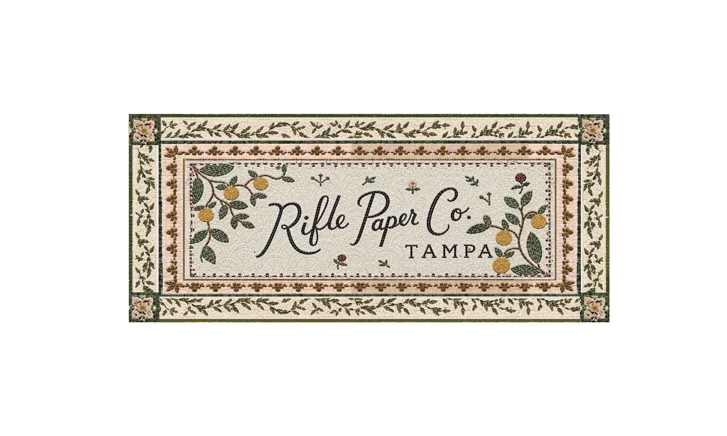 Custom Rifle Paper Co. Inspired Hand-Cut Tile Mosaic | Floral Business Logo Wall & Floor Mosaic