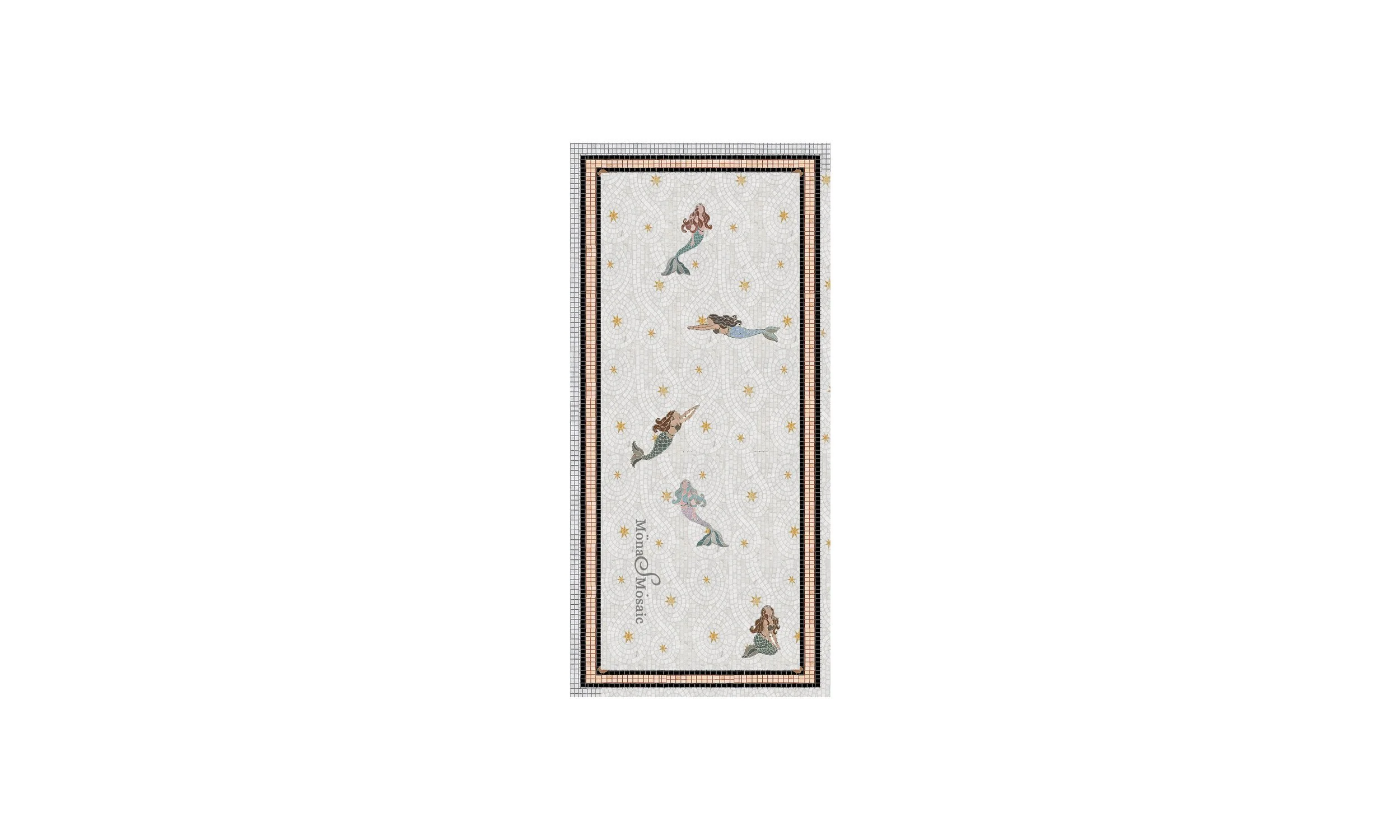 Mermaid Mosaic Custom Tile Floor – Hand-Cut Poolside & Bathroom Mosaic