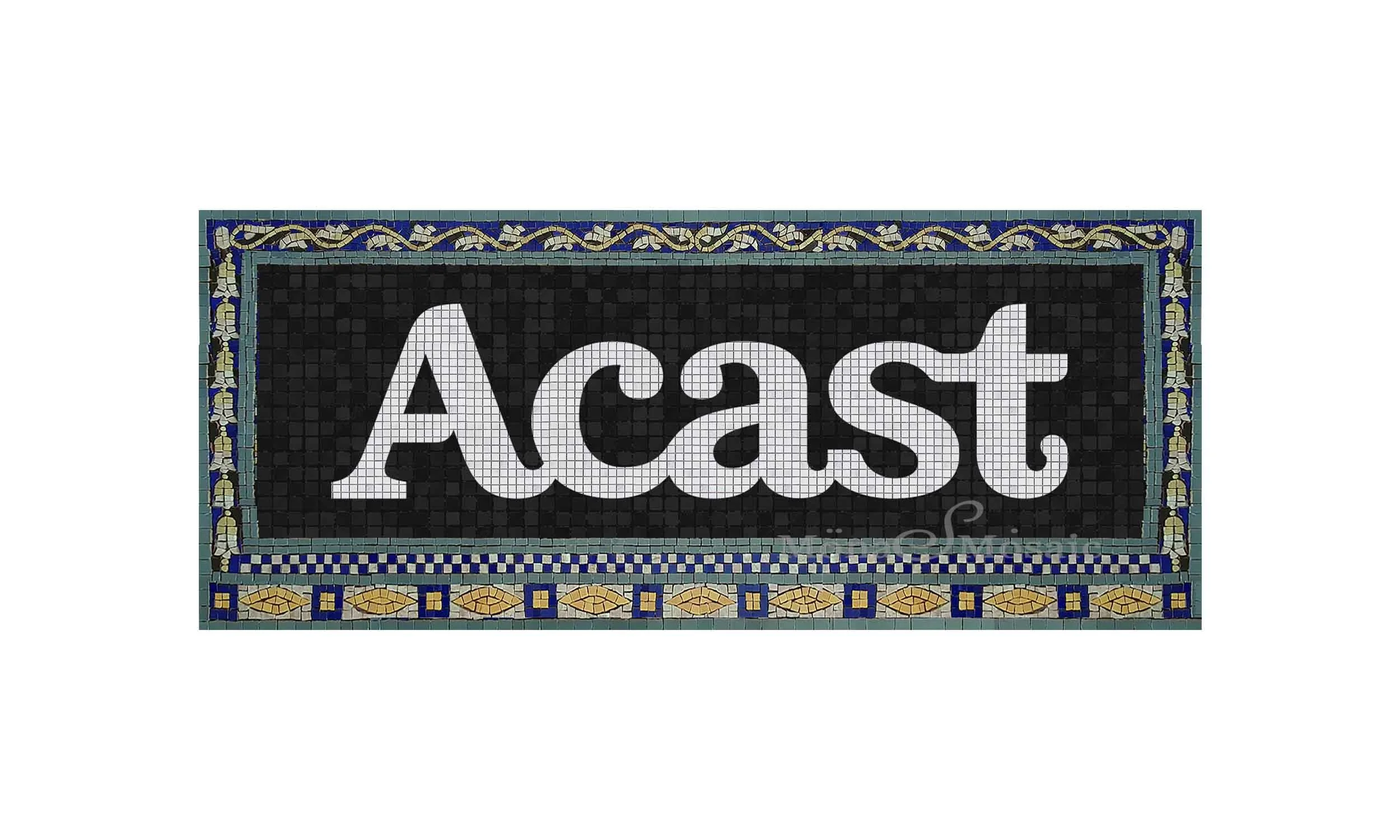 NYC Subway-Inspired Custom Mosaic Tile Sign with lettering Logo