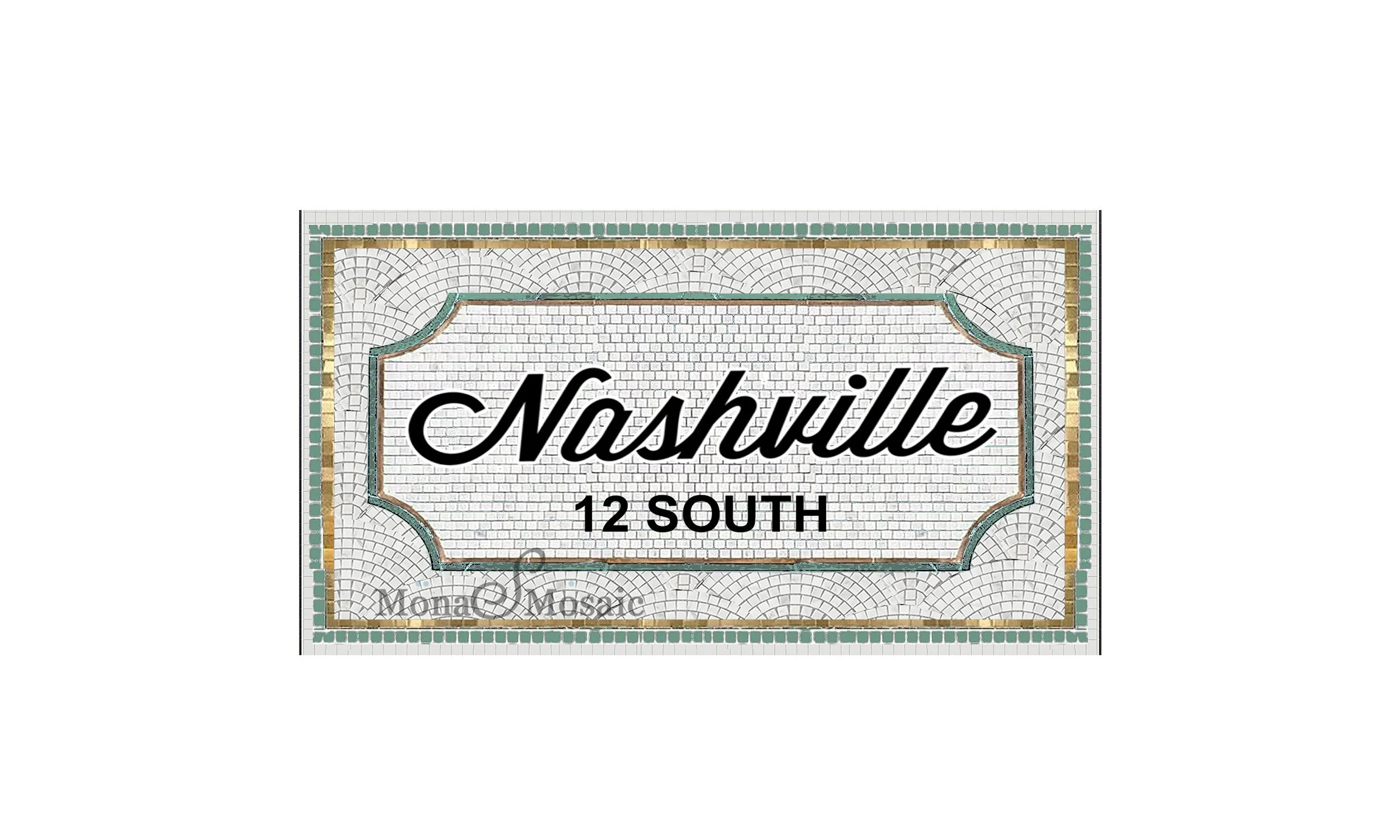Custom Mosaic Hand-Cut Tile floor "Nashville" address | Personalized Home Entrance Mosaic | Historic Style address
