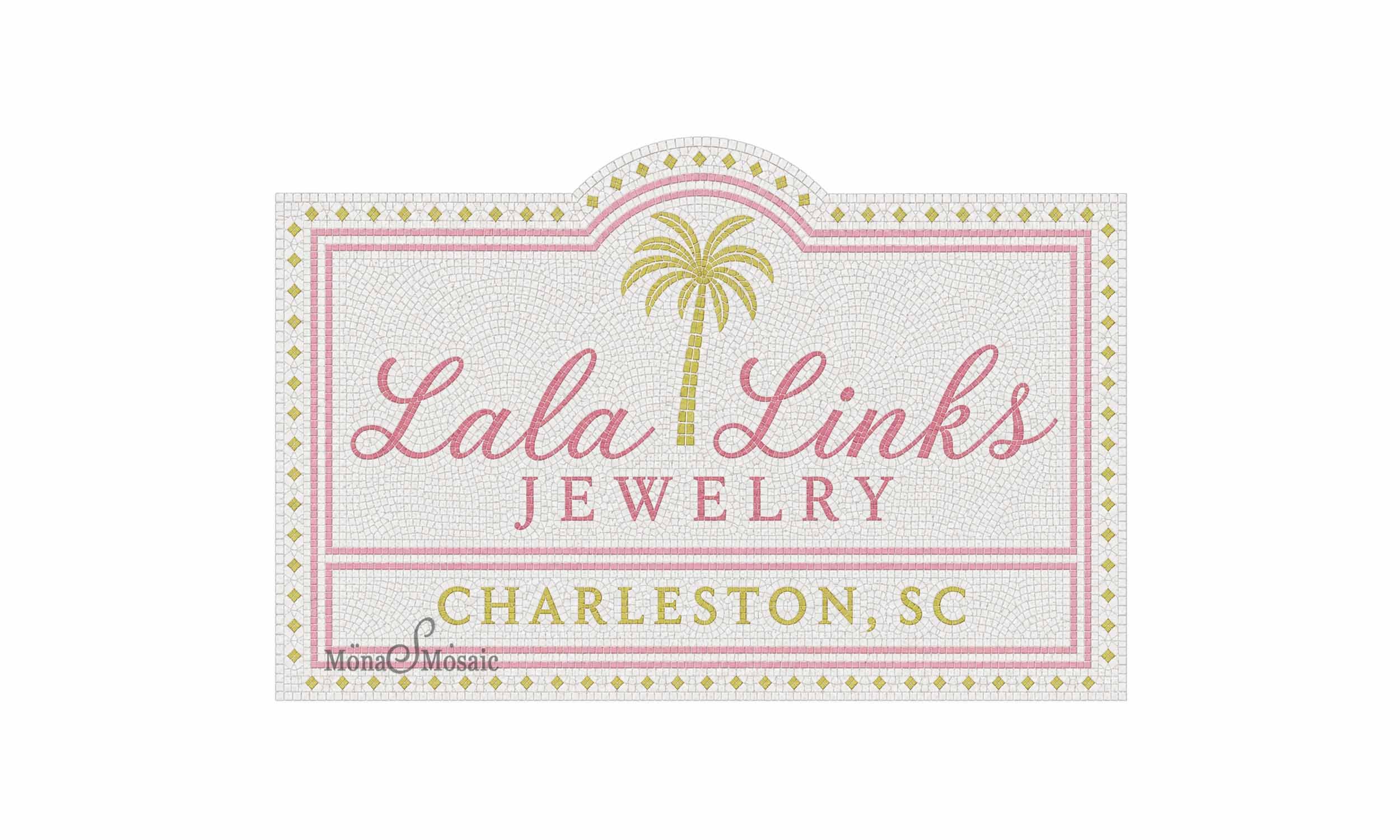 Mosaic tile custom logo flower border with arch