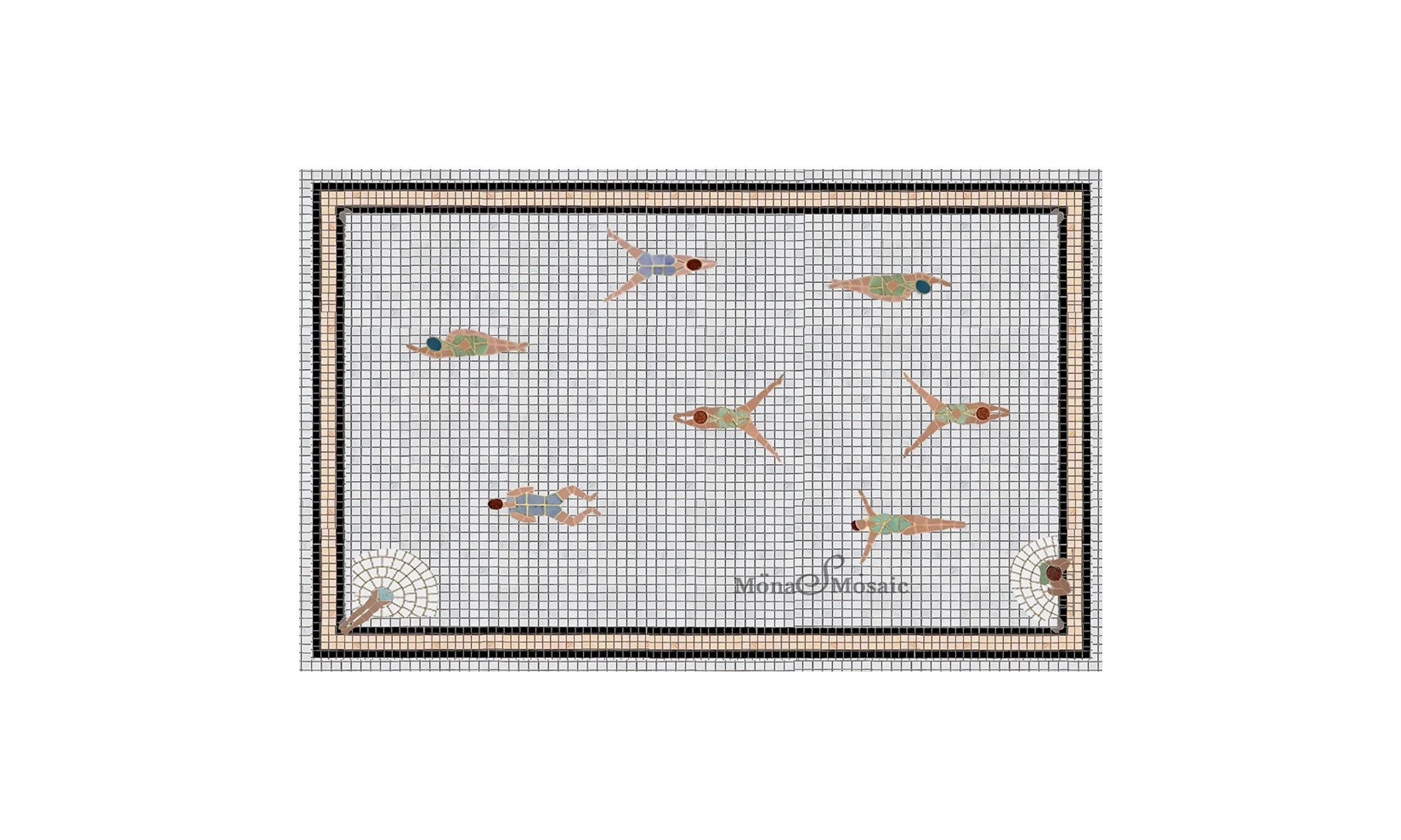 Mosaic Pool Custom Tile Floor – Hand-Cut Poolside & Bathroom Mosaic