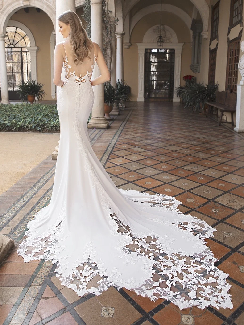 open lace back dress Mother of The Bride Scoop Neck A-Line/Princess Dress with High Split and Bow