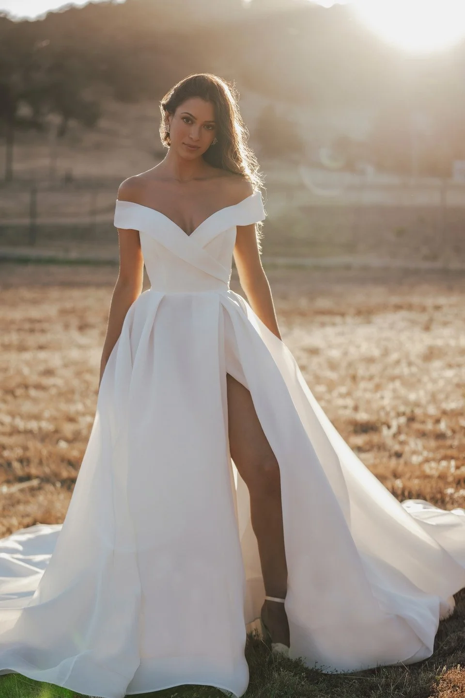 chinese dress ladies A-line wedding dress with bardot wrap – ellis bridals main image 0