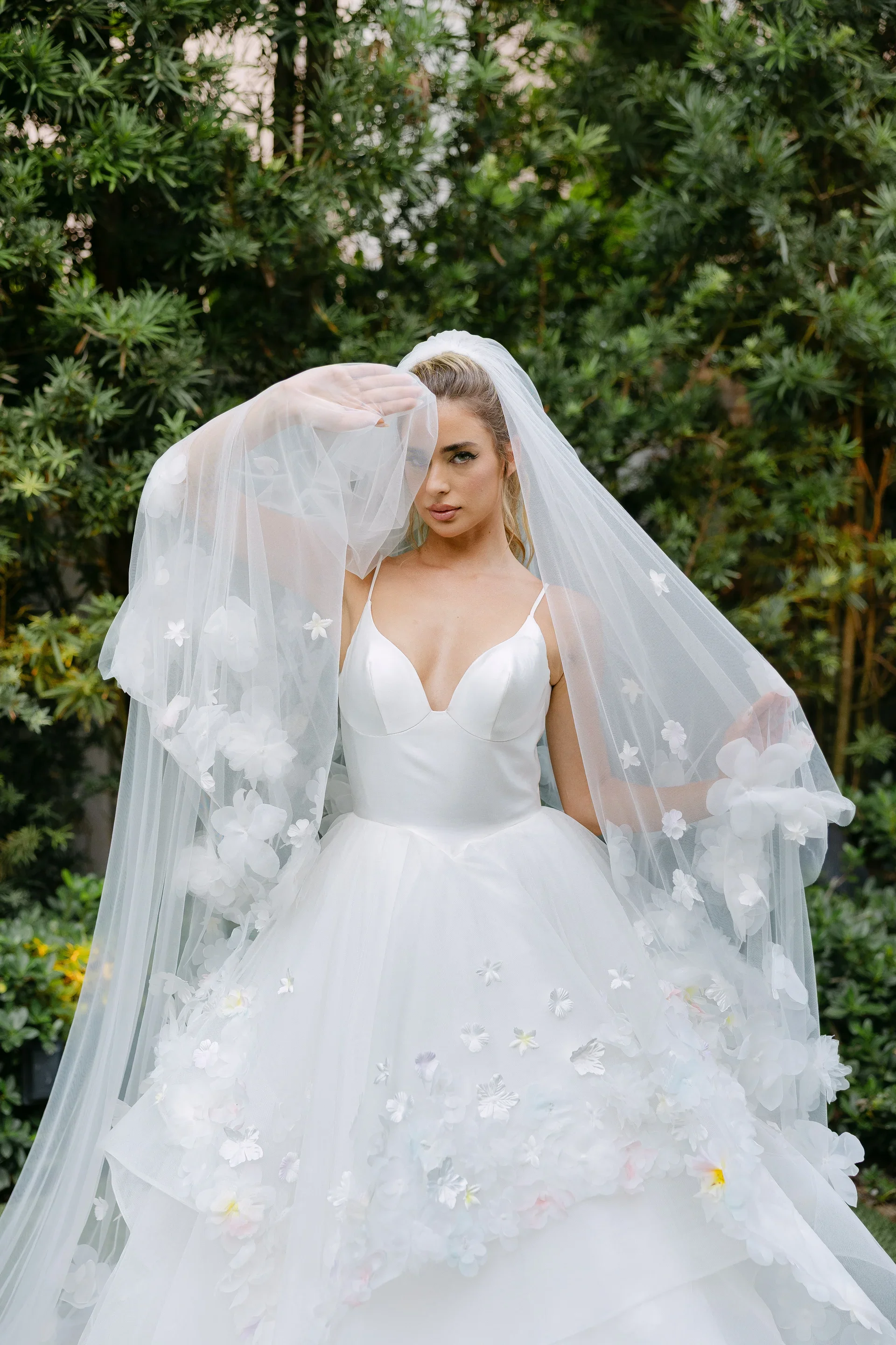 Turning Paiges Wedding Dress by Hayley Paige | Floral Layered Tulle Bridal Gown available at Sophia Grace Couture