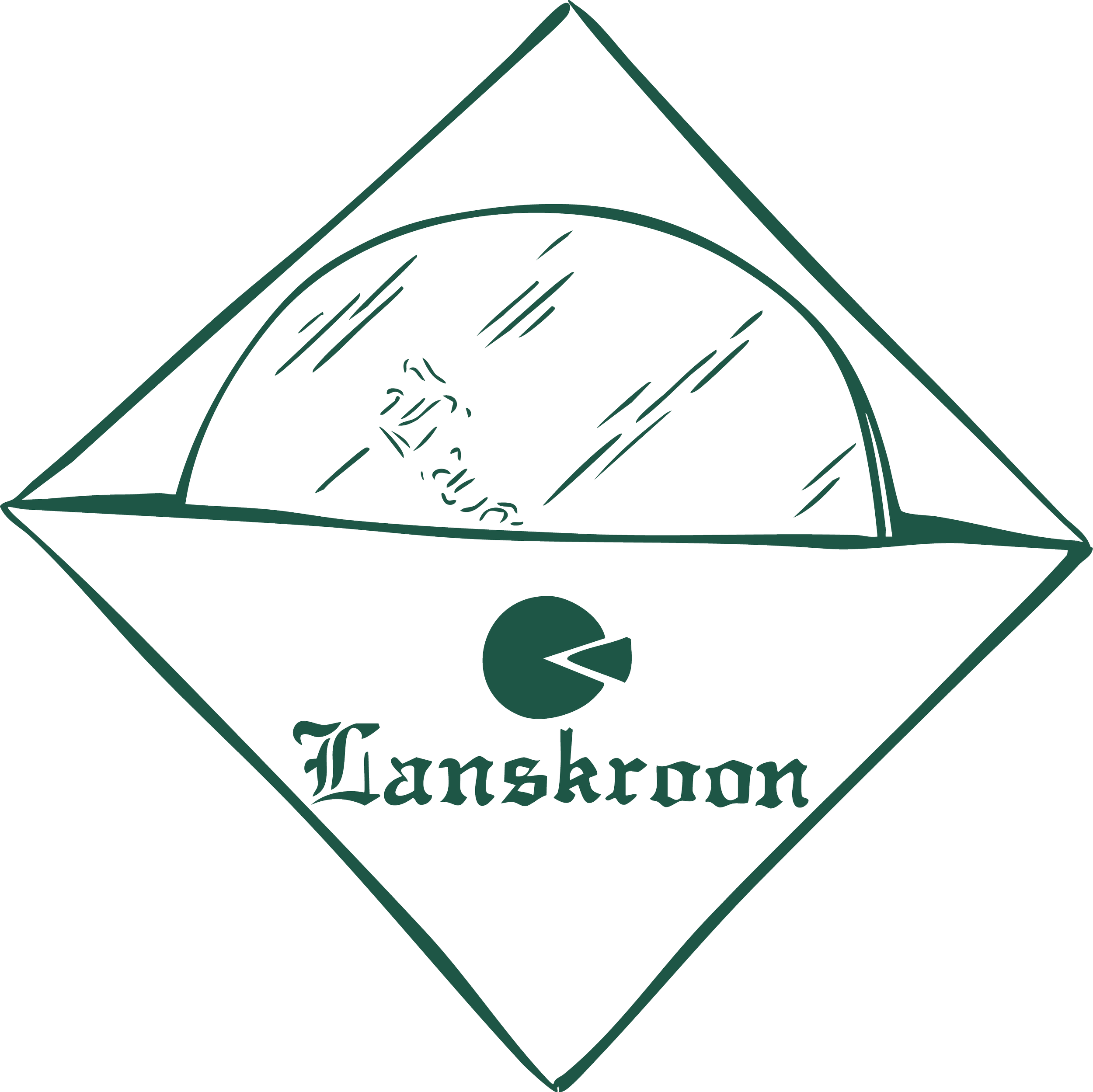 Illustration of a tennis ball inside a diamond-shaped sign with the word 'Tennis' written below.