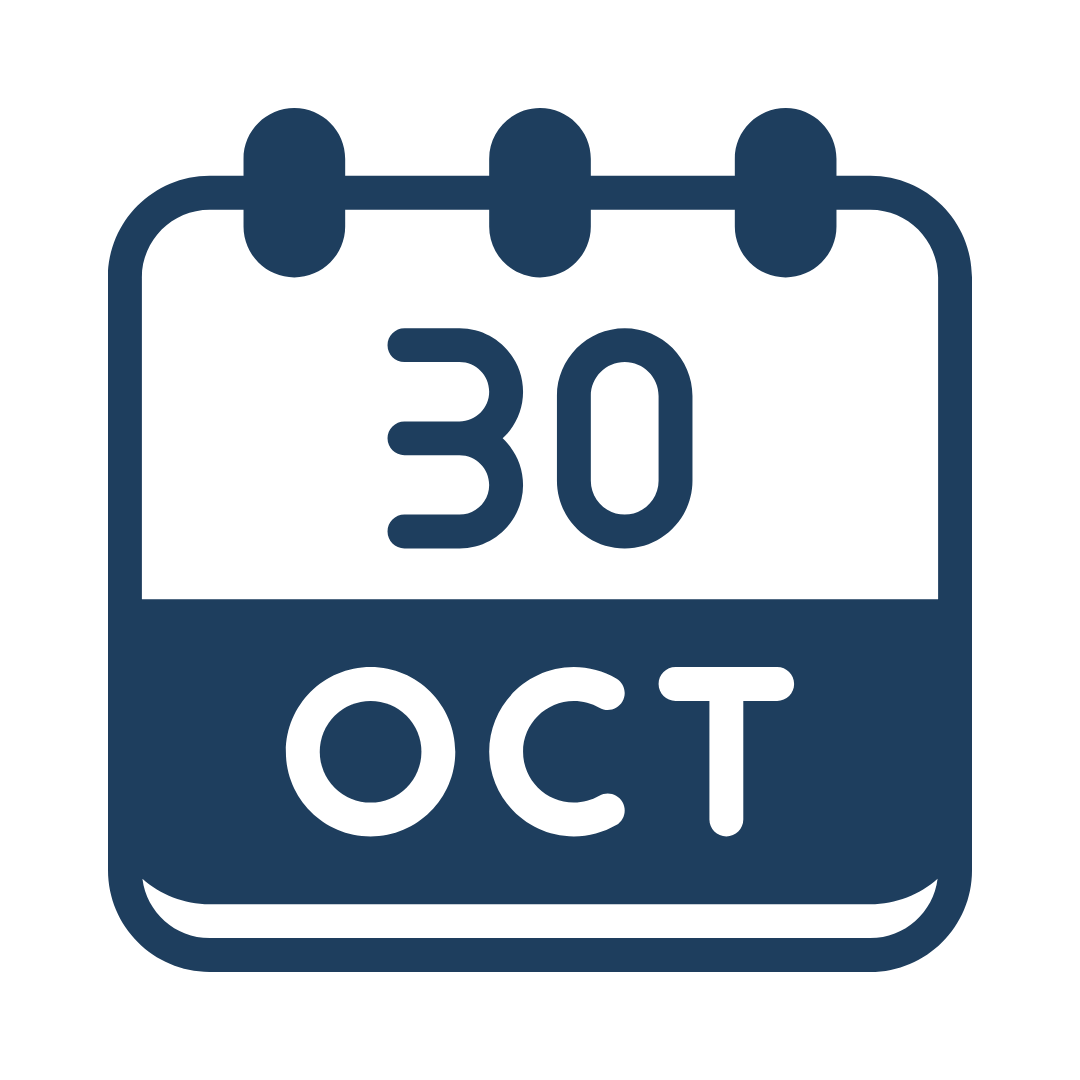 Calendar icon showing October 30th.