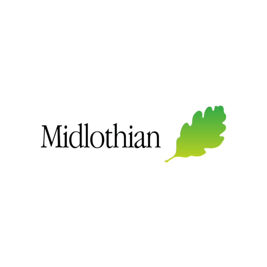 Logo with the word 'Midlothian' and a green leaf graphic.
