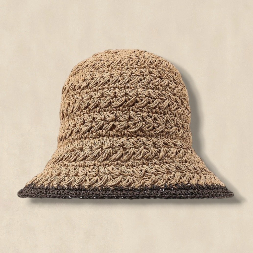 Braided Hat With Contrast Trim Natural