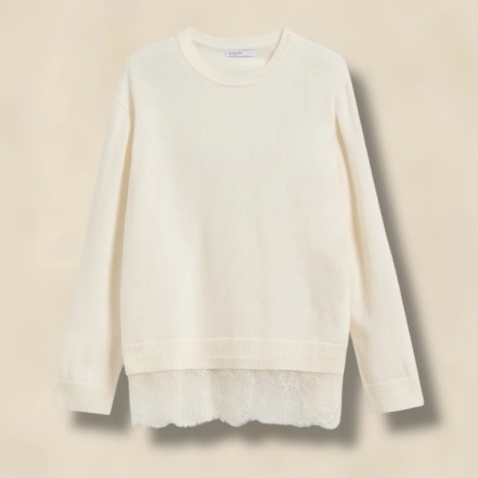 Wool Blend Lace Trim Jumper