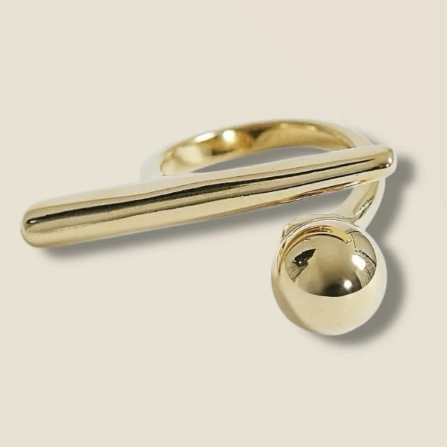 Abstract Ring in Stainless Gold