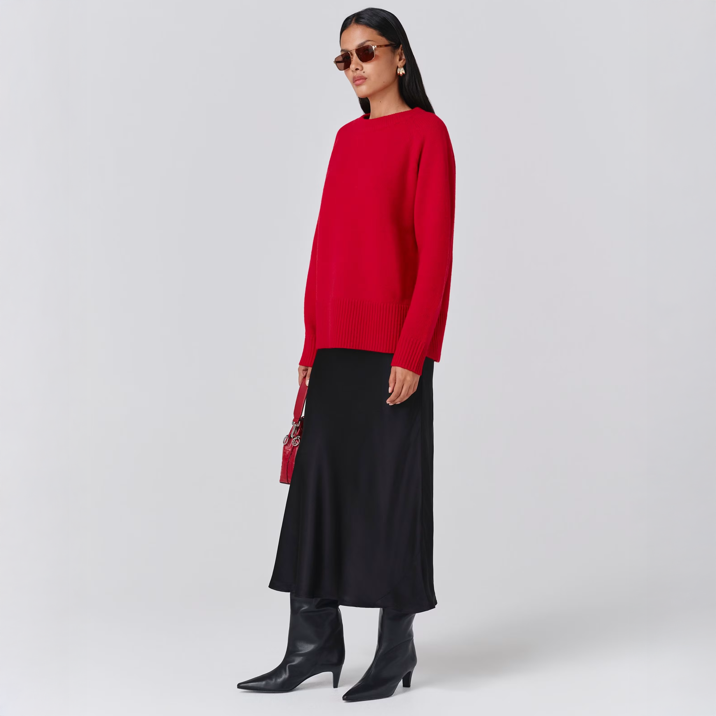 Marks & Spencer Wool Rich Crew Neck Jumper Red
