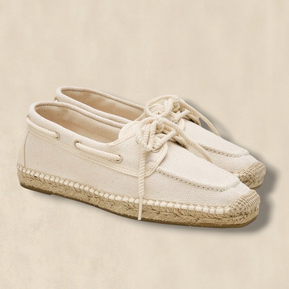 Boat Shoe Espadrilles In Marled Canvas Natural