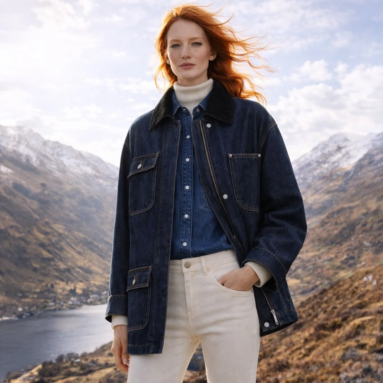 Update your outerwear with a larger than life dark denim jacket.  Big pockets, check, boyfriend cut, check&hellip; looks like you&rsquo;re all set.

Image created by Julia Edits Studio: an interpretation of the look.

#denimjacket #oversizeddenim #de