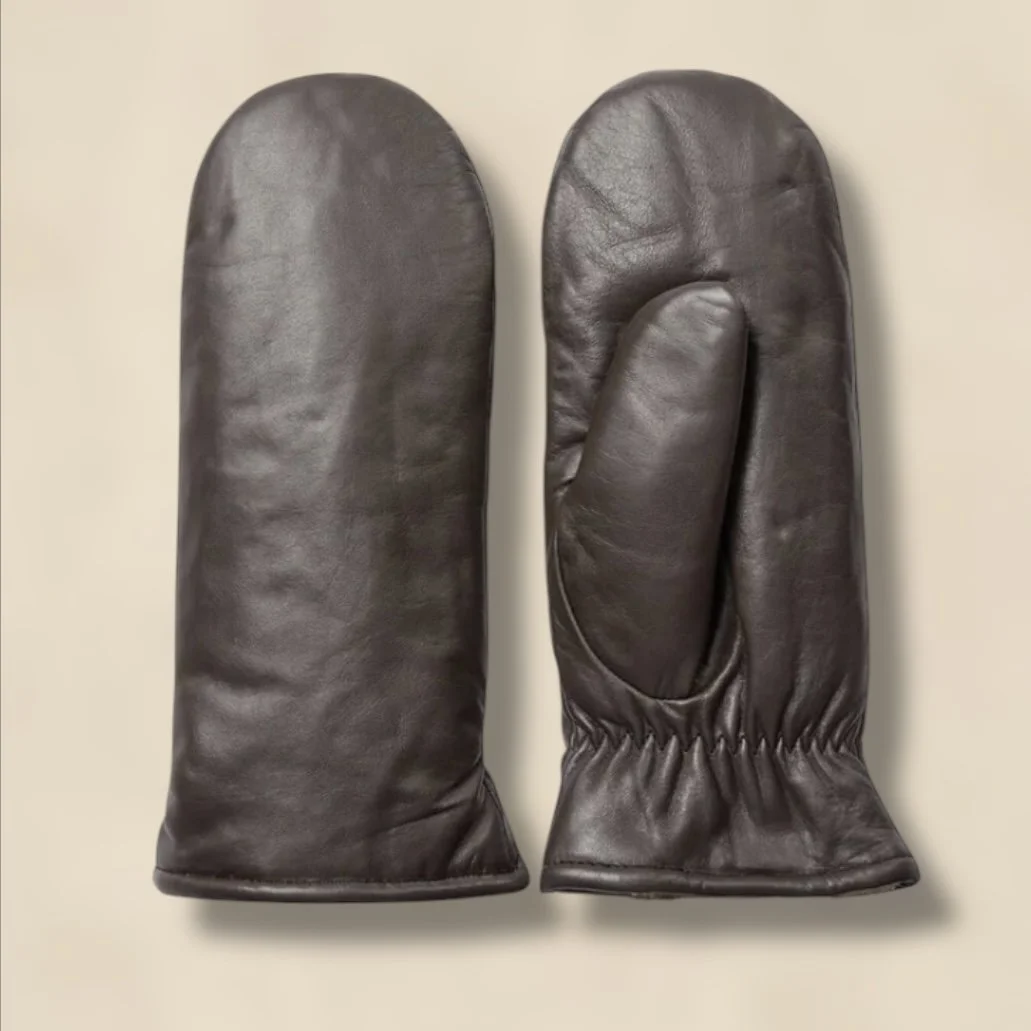 Wild Swans Leather Mittens