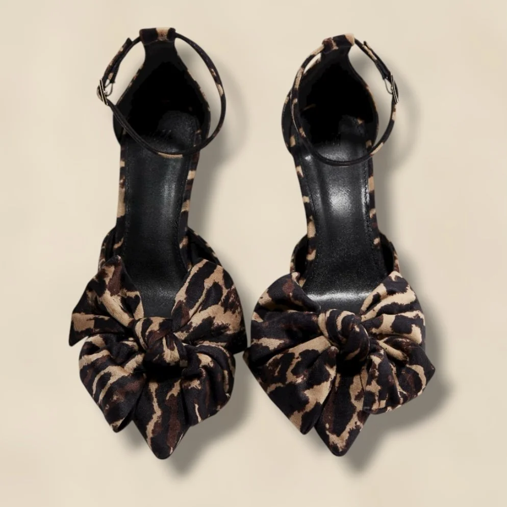 Leopard Bow Slingback Heels H&M