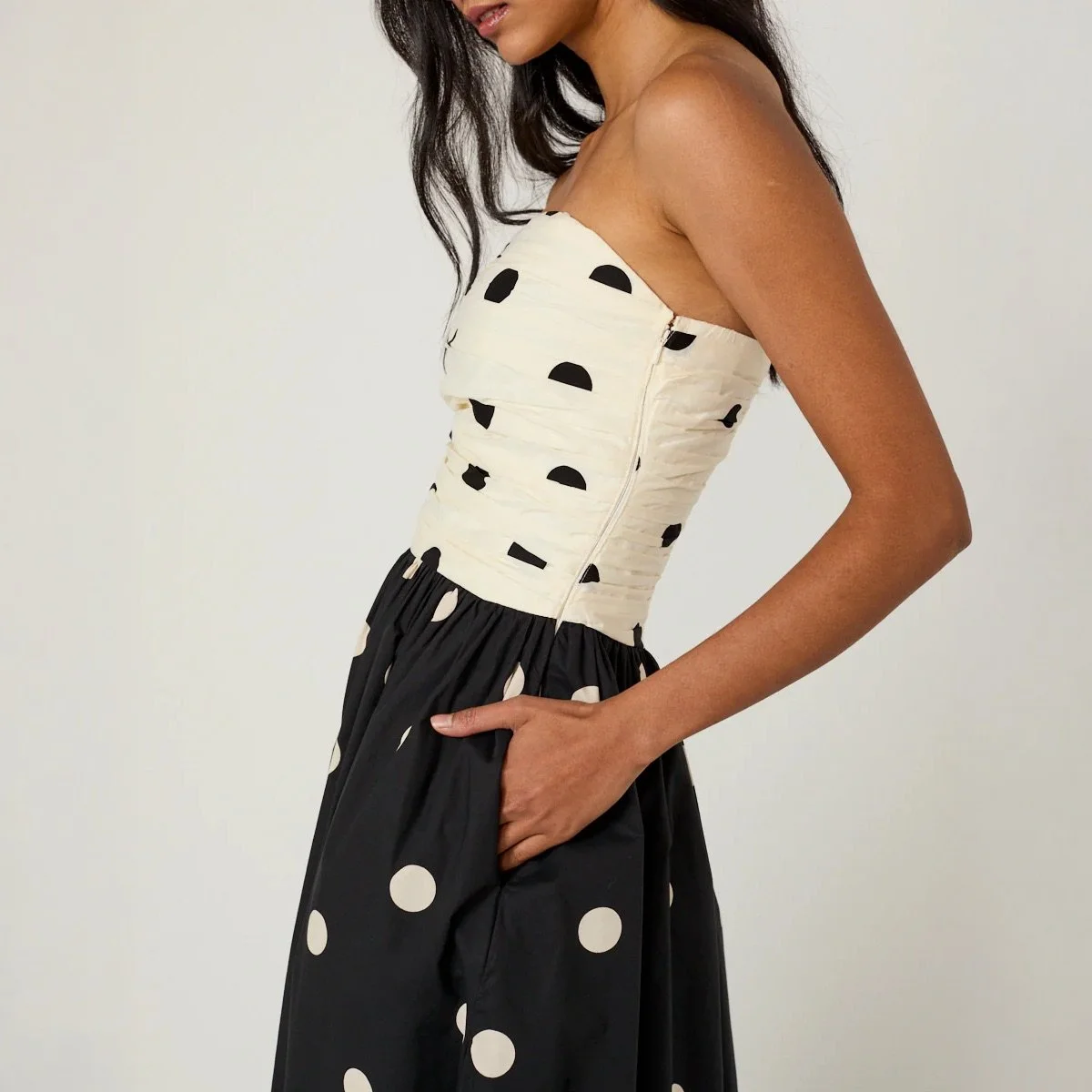 Alice Black And White Polka Dot Midi Dress