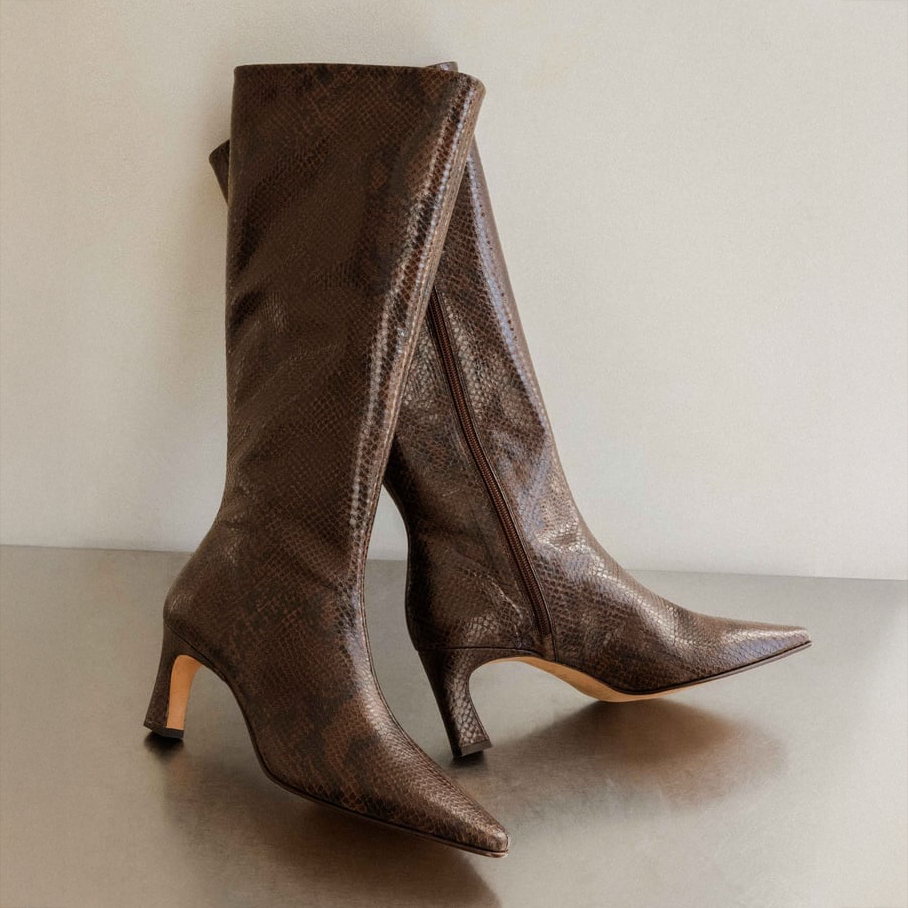 Bobbies Coline Cobra Brown High-Heel Boots