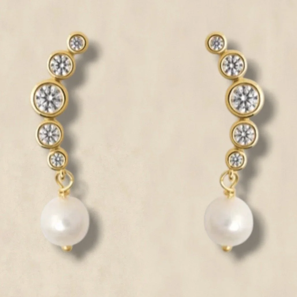 Gold Pearl Elene Earrings