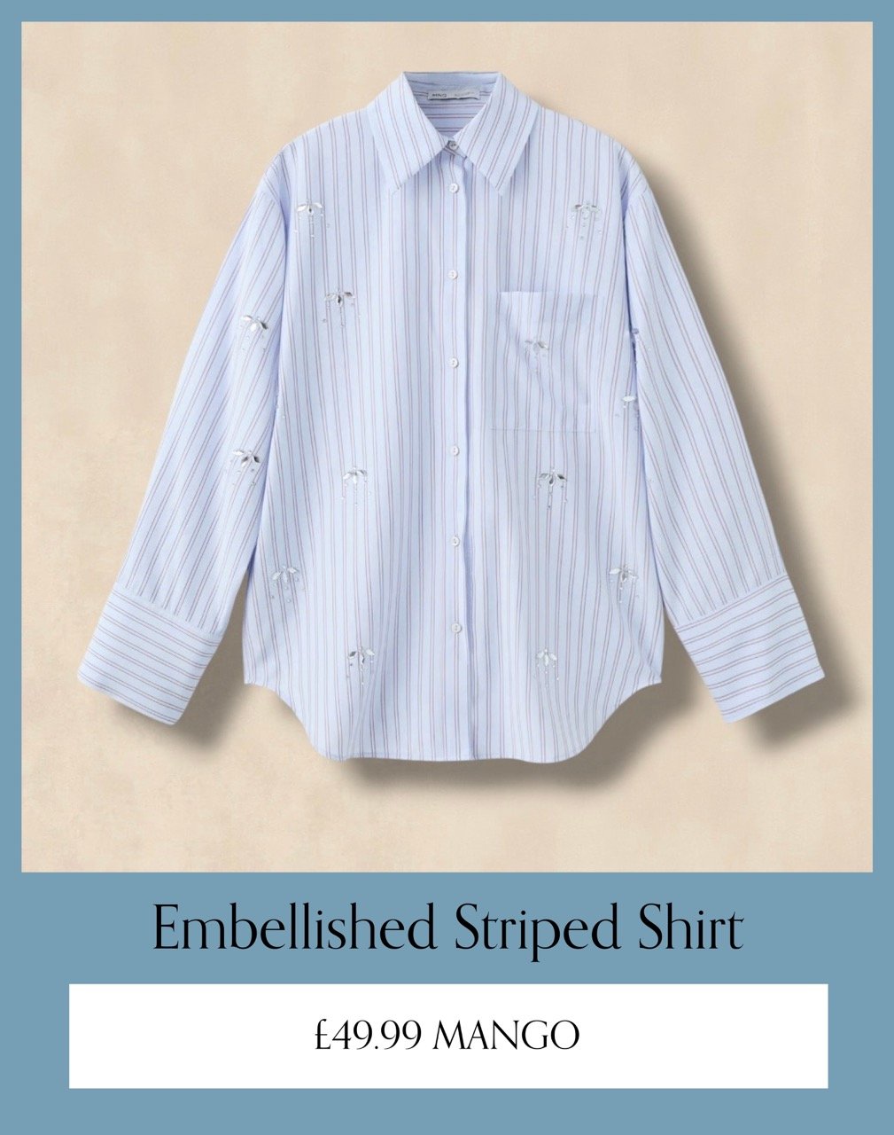 Striped Shirt With Rhinestone Detail