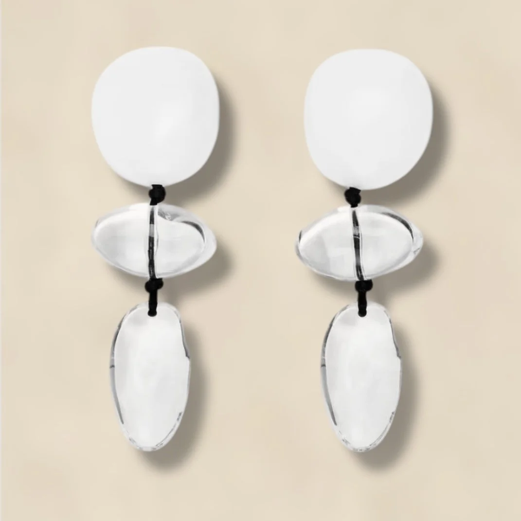Clip-On Earrings White Clear - ARKET