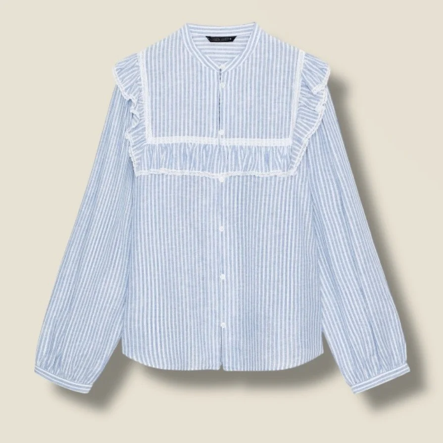 Striped Shirt With Ruffles Zara