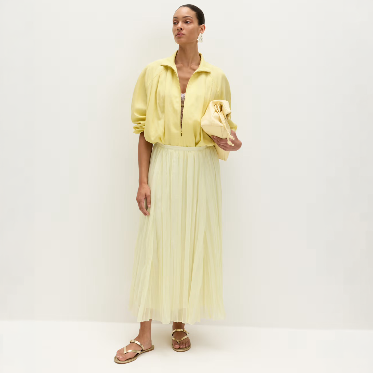 Yellow Textured Midaxi Circle Skirt