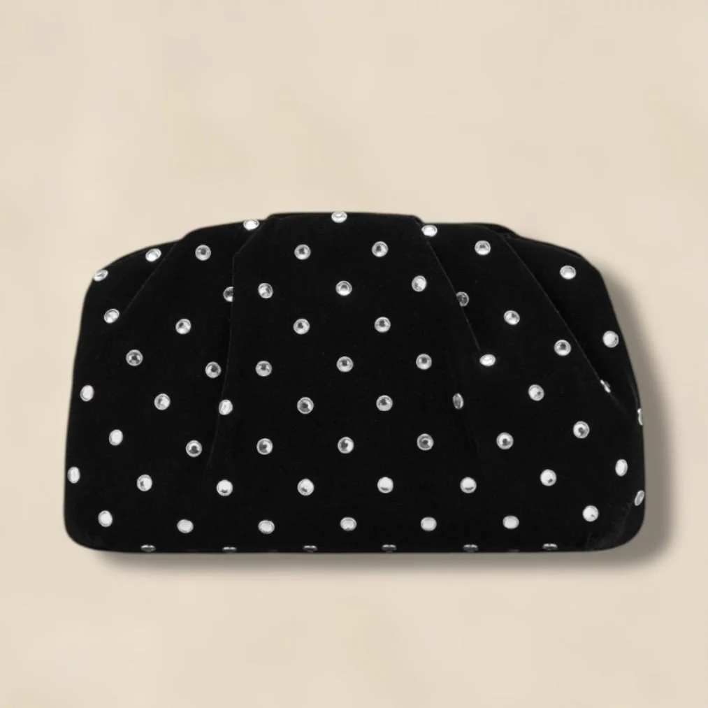 Mango Velvet Clutch With Rhinestones