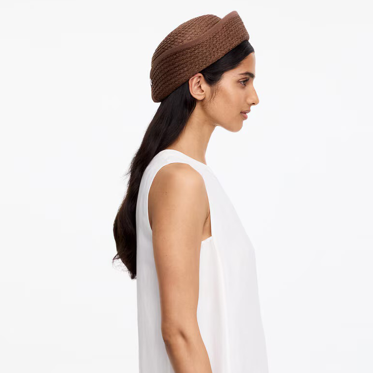 Folded Brim Straw Hat Brown