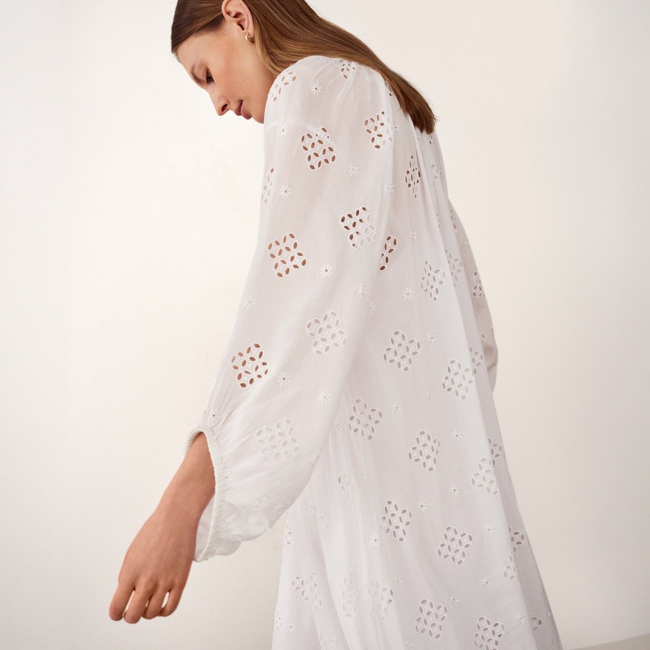 White Cutwork Detail Boho Dress