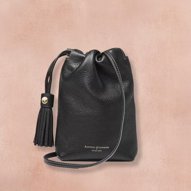 Hudson Black Milled Pebble Leather Crossbody Pouch