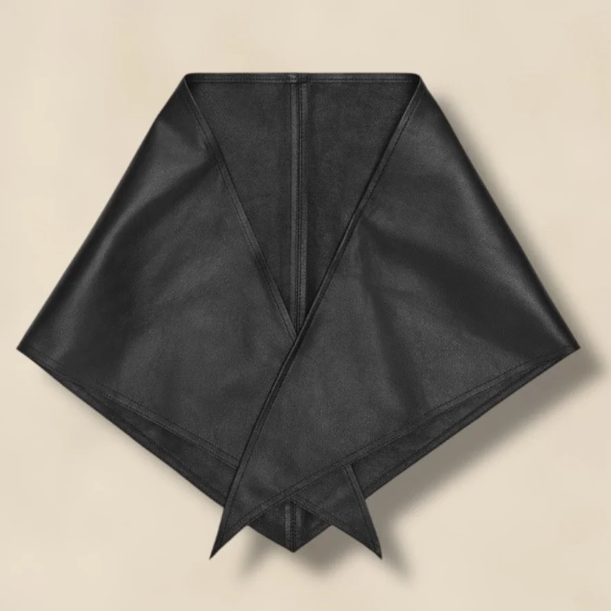 Leather Triangle Scarf Black