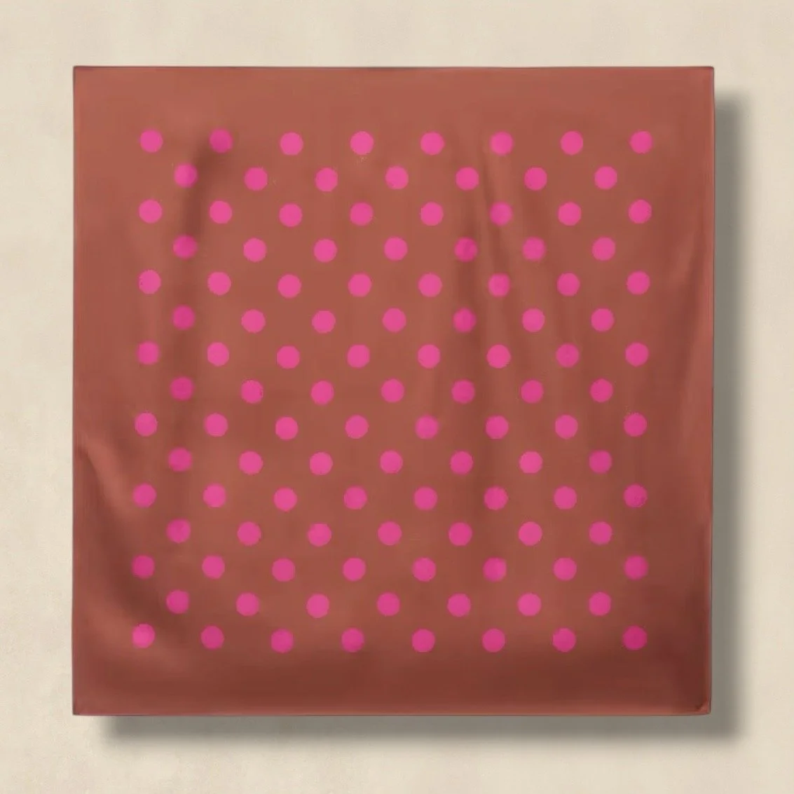Brown And Pink Polka-Dot Silk Scarf