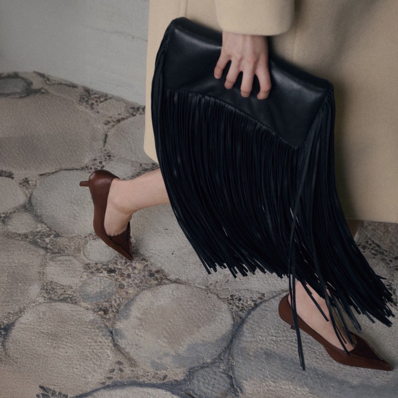 Mango Leather Handbag With Fringes