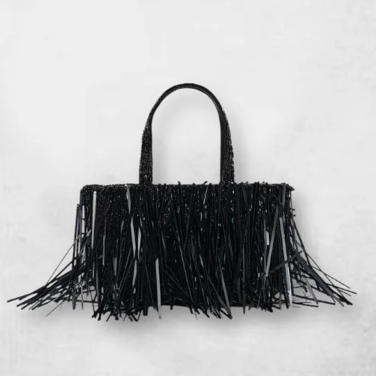 Zara black beaded evening bag