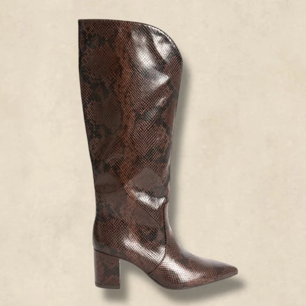 Marks & Spencer Snake Print Block Heel Knee High Boots