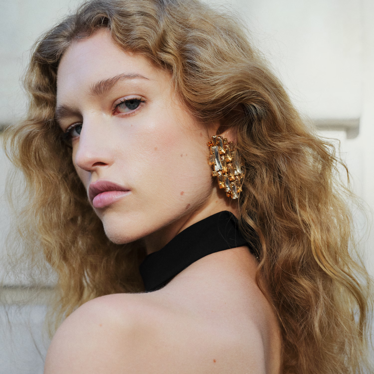 Mango Combined Crystal Earrings
