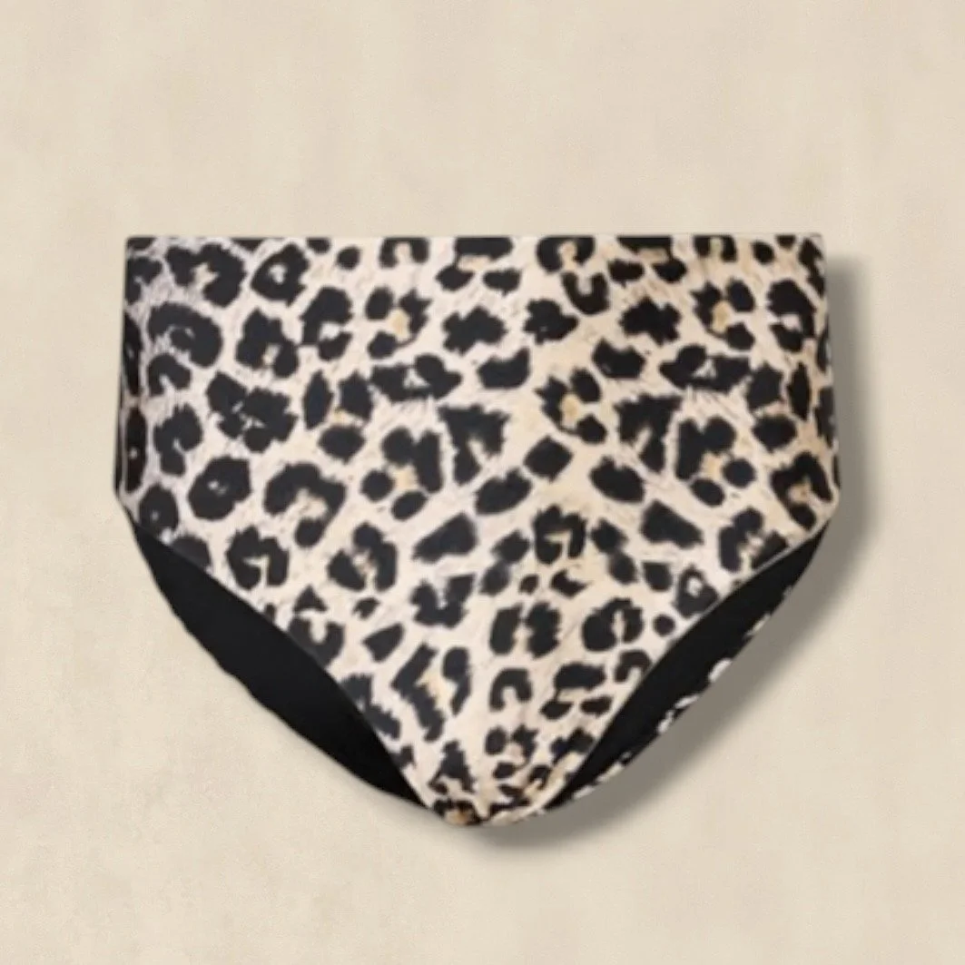 Brown Animal Print High Rise Bikini Bottoms