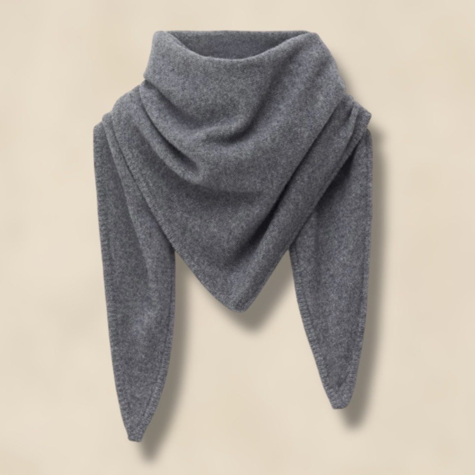 Wool Triangle Scarf Grey Melange