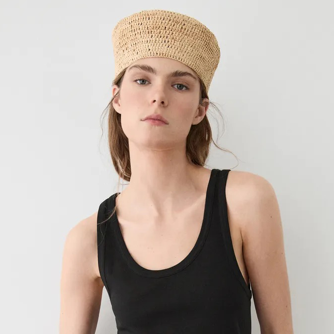 100 Raffia Skullcap Hat Natural