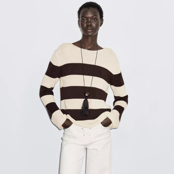 Massimo Dutti Striped Cotton Knit Sweater