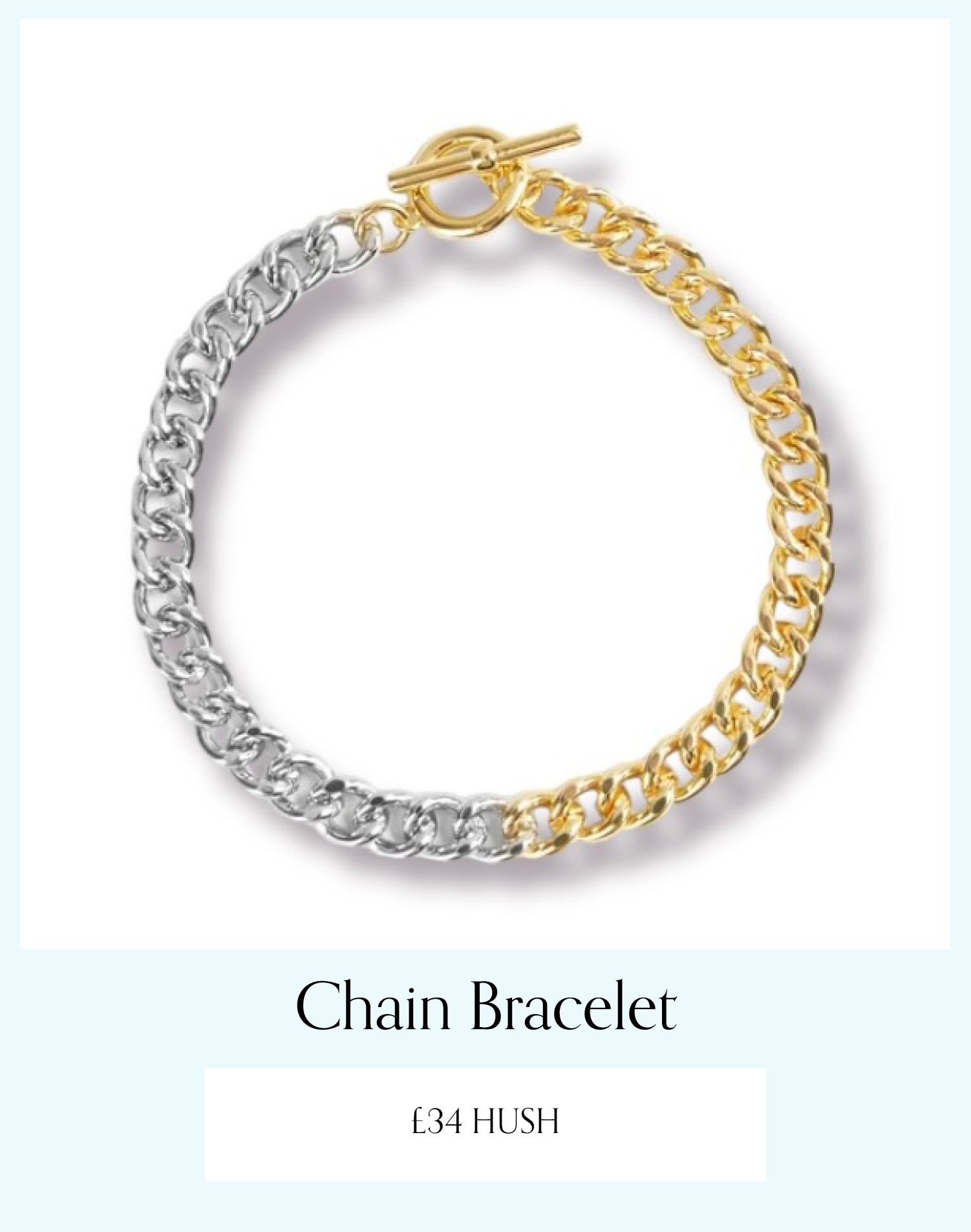 hush gold and silver chunky chain bracelet